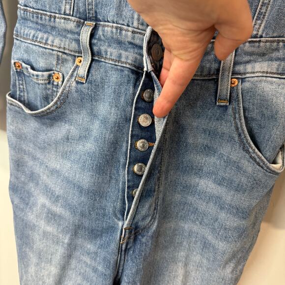 Levi's Kick Flare Jumpsuit Denim Jean Ankle Boiler Suit Overall Utility Medium - Picture 5 of 14